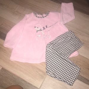 Pink Poodle Sweater w/ Checkered Pant!  24m